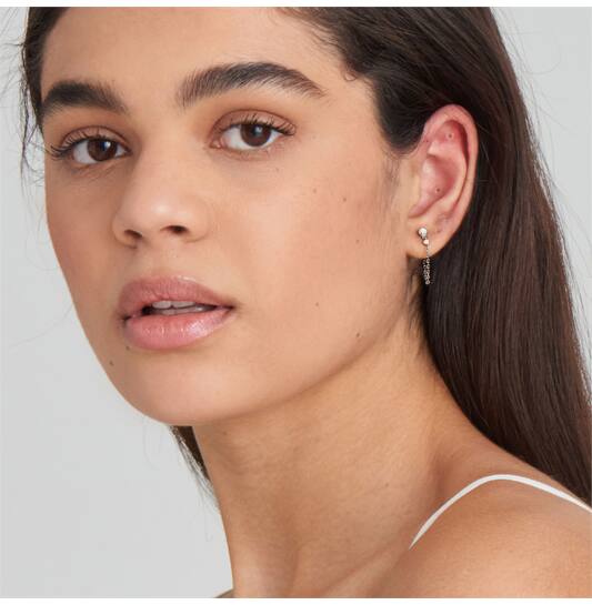  Rising Star - Ear studs - Silver / Rhodium plated - Opal - 5cm